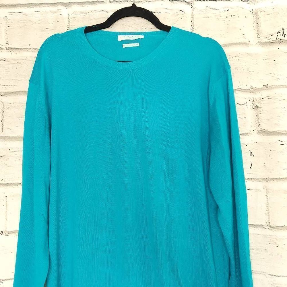 Daniele Fiesoli Crewneck Pullover Long Sleeve Cotton Sweater Blue Green Teal XL - Picture 2 of 11